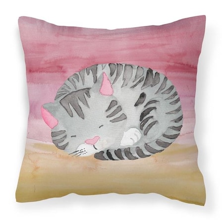 Carolines Treasures BB7353PW1818 Sleeping Grey Cat Watercolor Fabric Decorative Pillow